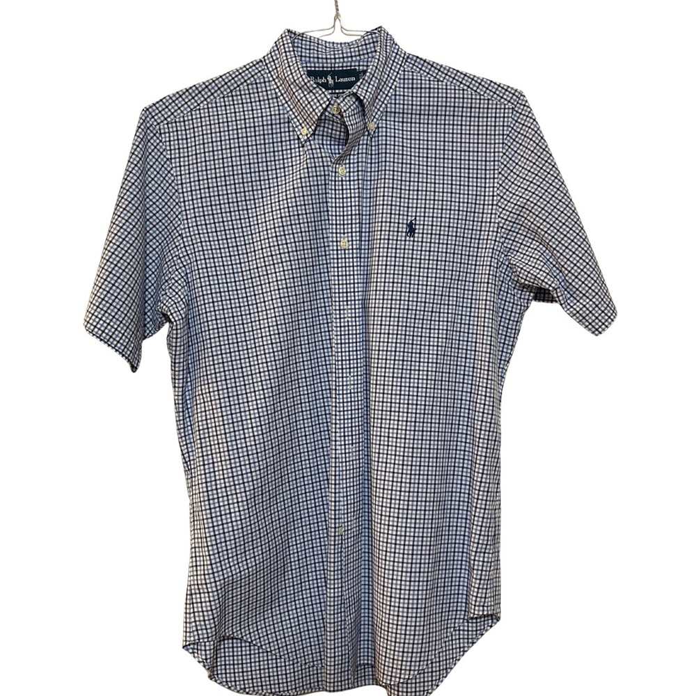 Ralph Lauren Men's Navy and White Plaid Shirt